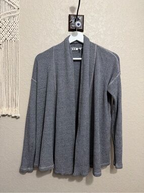Three Dot Cardigan Sweater Womens Small Gray Shaker Knit Open Front Minimal